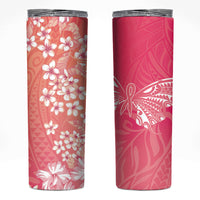 Dreamy Butterfly Polynesian - Breast Cancer Awareness Skinny Tumbler Floral Vibes