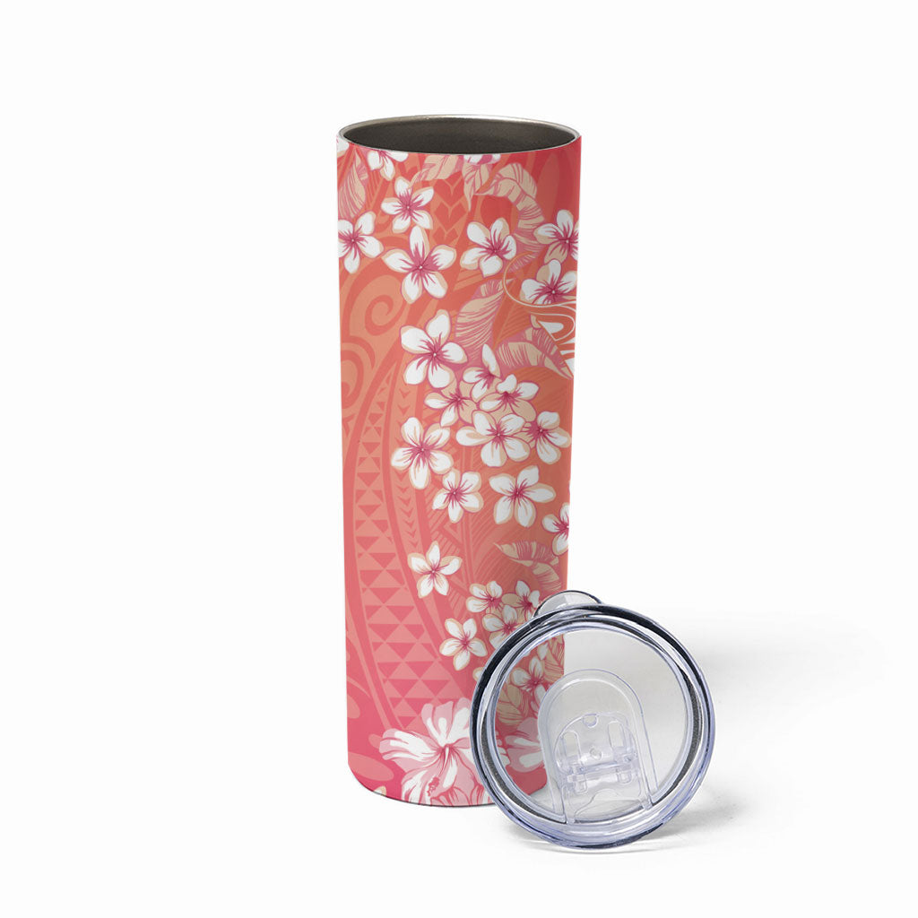 Dreamy Butterfly Polynesian - Breast Cancer Awareness Skinny Tumbler Floral Vibes