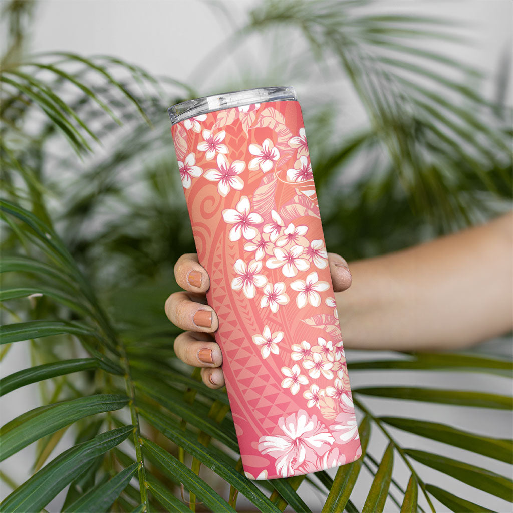 Dreamy Butterfly Polynesian - Breast Cancer Awareness Skinny Tumbler Floral Vibes