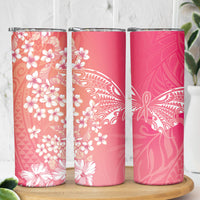 Dreamy Butterfly Polynesian - Breast Cancer Awareness Skinny Tumbler Floral Vibes