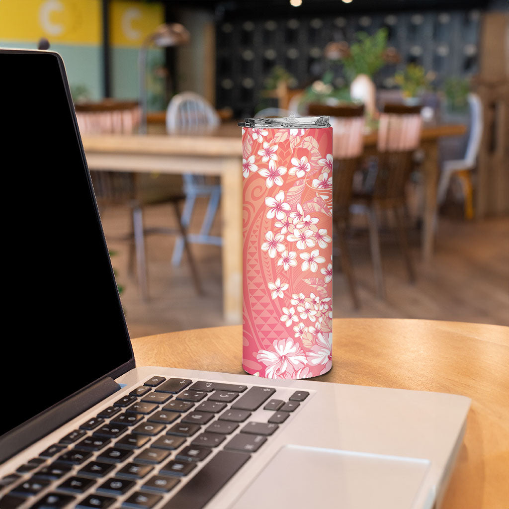 Dreamy Butterfly Polynesian - Breast Cancer Awareness Skinny Tumbler Floral Vibes