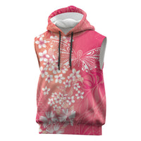 Dreamy Butterfly Polynesian - Breast Cancer Awareness Sleeveless Hoodie Floral Vibes