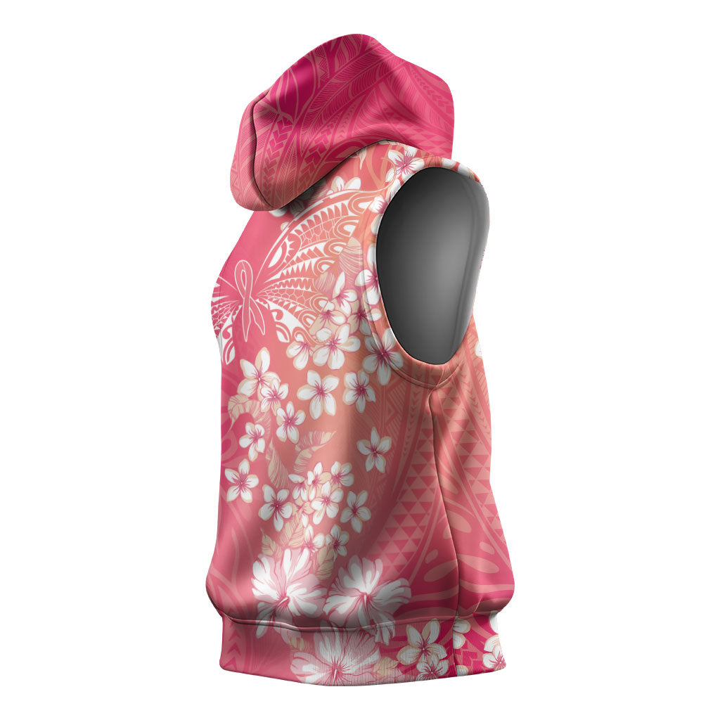 Dreamy Butterfly Polynesian - Breast Cancer Awareness Sleeveless Hoodie Floral Vibes