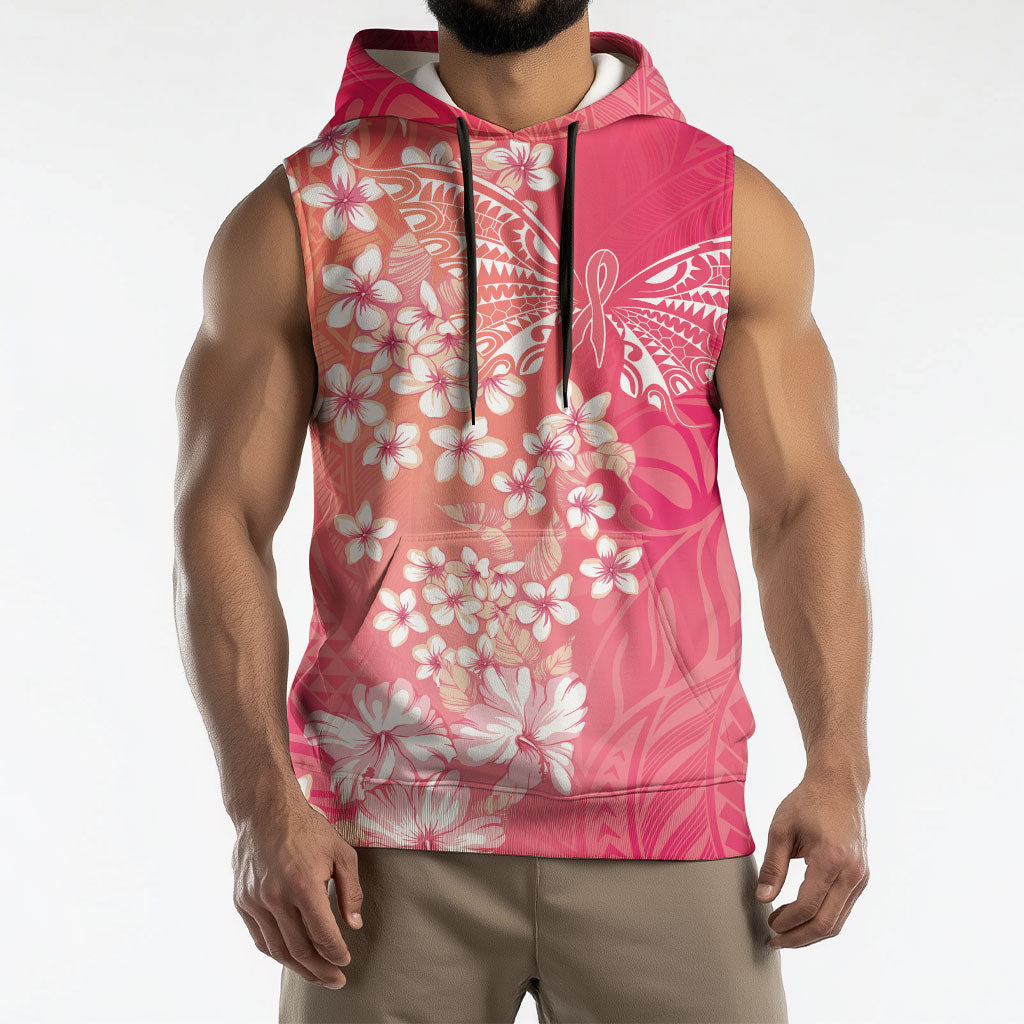 Dreamy Butterfly Polynesian - Breast Cancer Awareness Sleeveless Hoodie Floral Vibes