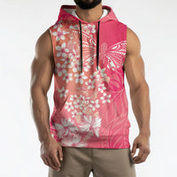 Dreamy Butterfly Polynesian - Breast Cancer Awareness Sleeveless Hoodie Floral Vibes
