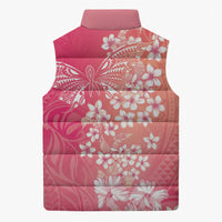 Dreamy Butterfly Polynesian - Breast Cancer Awareness Sleeveless Puffer Jacket Floral Vibes