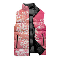 Dreamy Butterfly Polynesian - Breast Cancer Awareness Sleeveless Puffer Jacket Floral Vibes