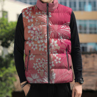 Dreamy Butterfly Polynesian - Breast Cancer Awareness Sleeveless Puffer Jacket Floral Vibes