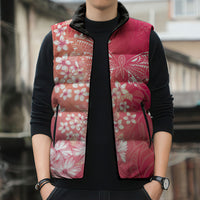 Dreamy Butterfly Polynesian - Breast Cancer Awareness Sleeveless Puffer Jacket Floral Vibes