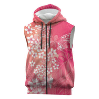 Dreamy Butterfly Polynesian - Breast Cancer Awareness Sleeveless Zip Hoodie Floral Vibes