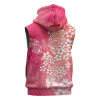 Dreamy Butterfly Polynesian - Breast Cancer Awareness Sleeveless Zip Hoodie Floral Vibes