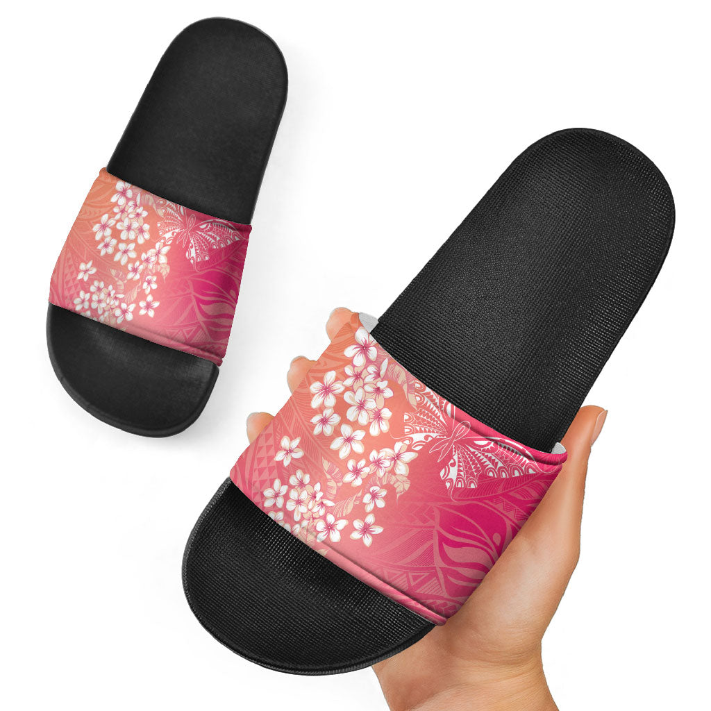 Dreamy Butterfly Polynesian - Breast Cancer Awareness Slide Sandals Floral Vibes