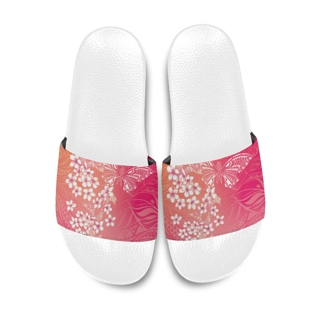 Dreamy Butterfly Polynesian - Breast Cancer Awareness Slide Sandals Floral Vibes