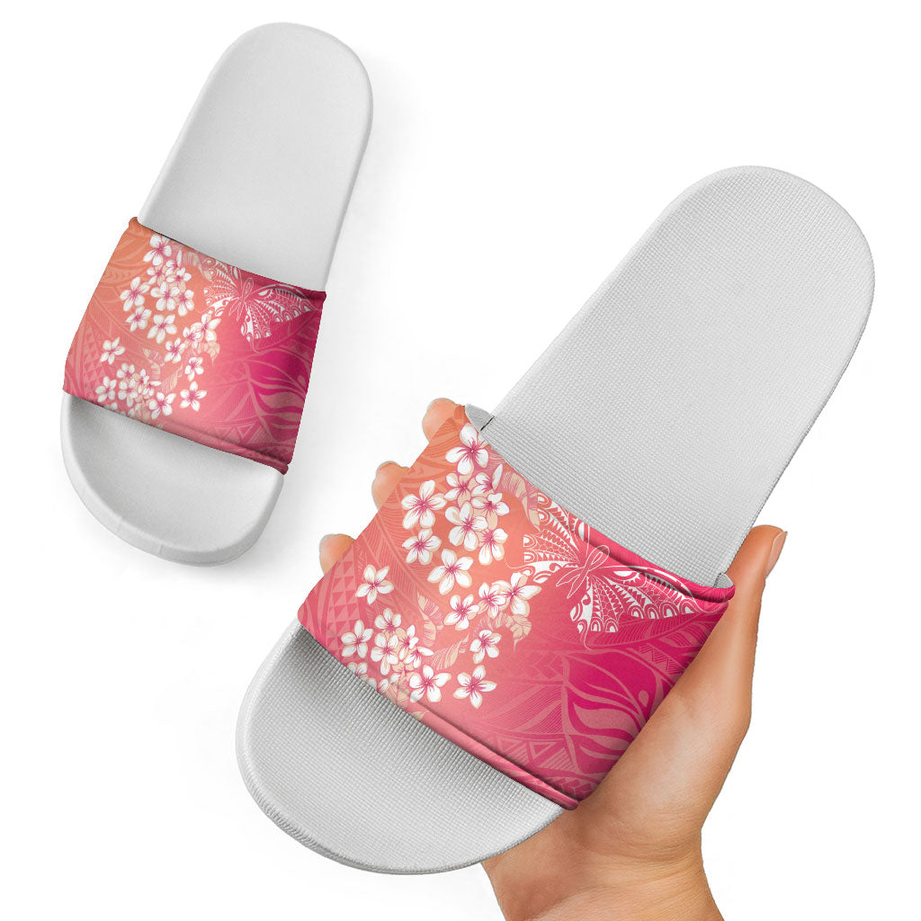 Dreamy Butterfly Polynesian - Breast Cancer Awareness Slide Sandals Floral Vibes