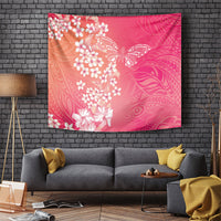 Dreamy Butterfly Polynesian - Breast Cancer Awareness Tapestry Floral Vibes