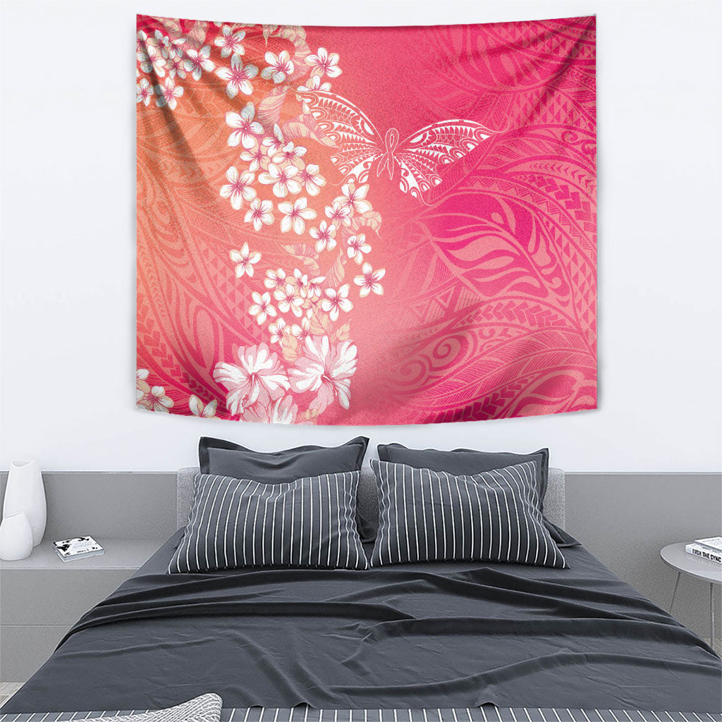 Dreamy Butterfly Polynesian - Breast Cancer Awareness Tapestry Floral Vibes