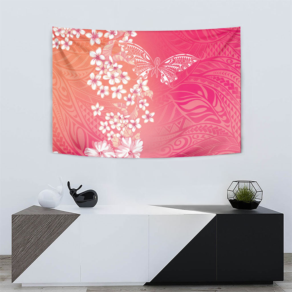 Dreamy Butterfly Polynesian - Breast Cancer Awareness Tapestry Floral Vibes