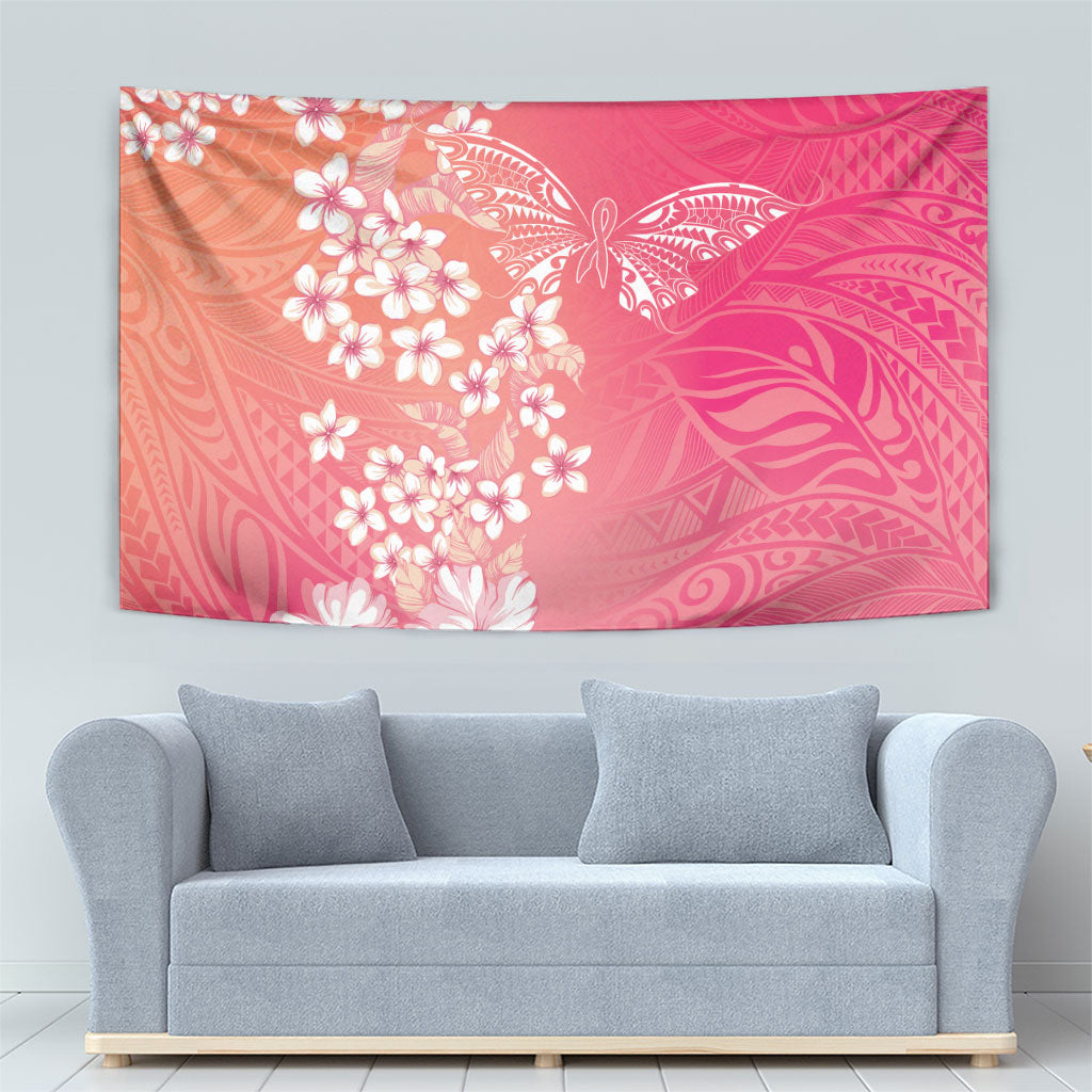 Dreamy Butterfly Polynesian - Breast Cancer Awareness Tapestry Floral Vibes