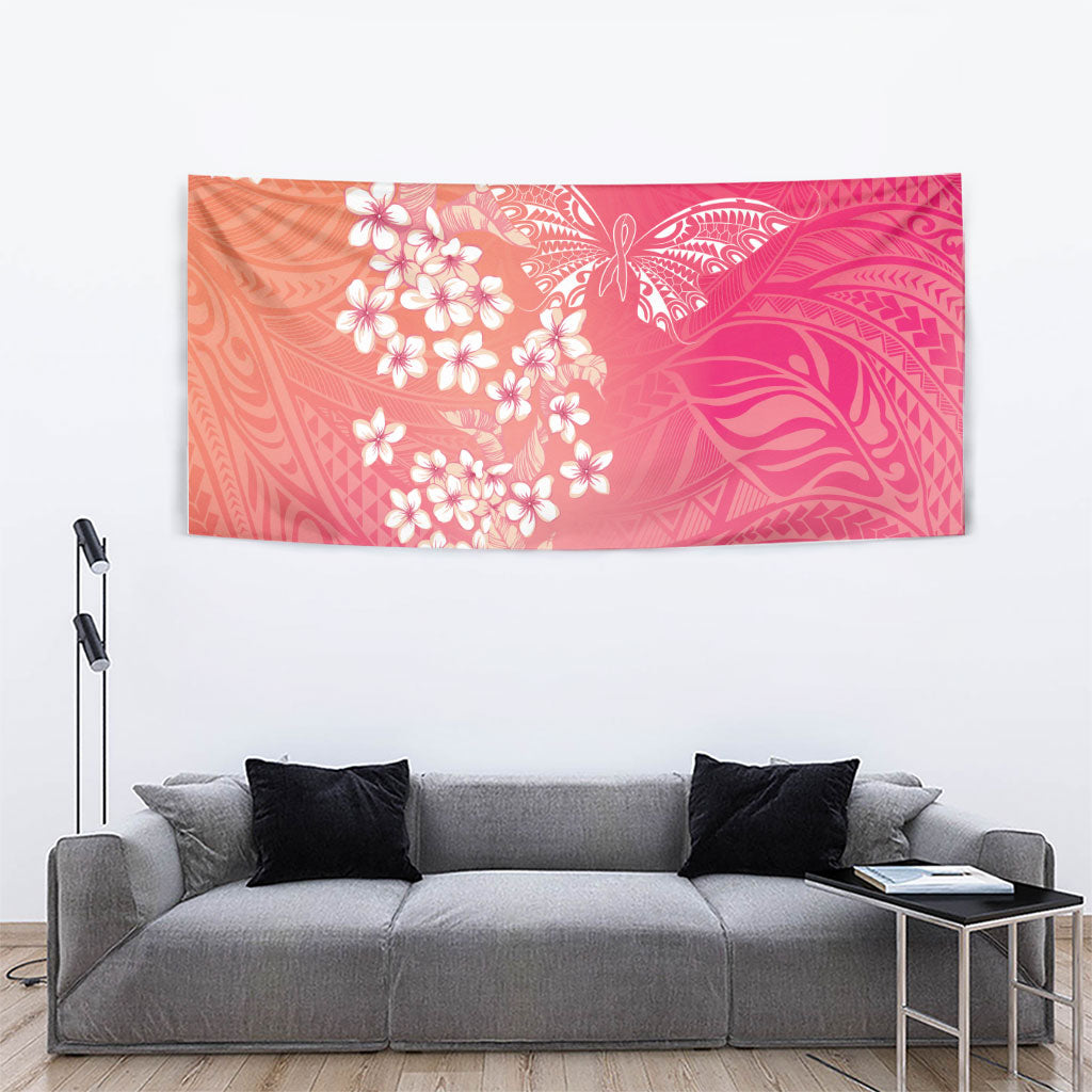 Dreamy Butterfly Polynesian - Breast Cancer Awareness Tapestry Floral Vibes