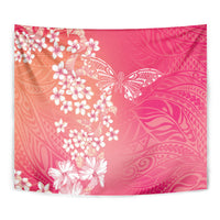 Dreamy Butterfly Polynesian - Breast Cancer Awareness Tapestry Floral Vibes