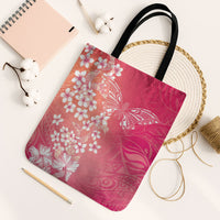 Dreamy Butterfly Polynesian - Breast Cancer Awareness Tote Bag Floral Vibes