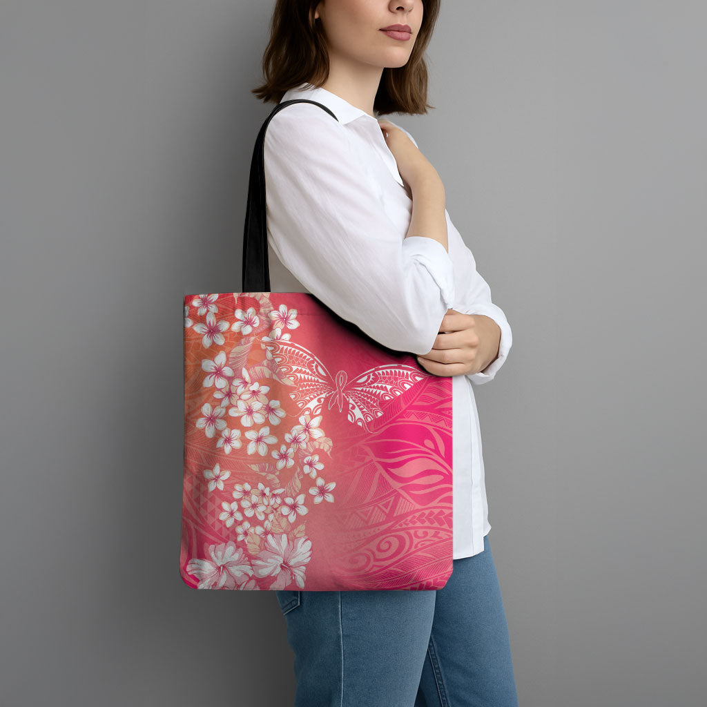 Dreamy Butterfly Polynesian - Breast Cancer Awareness Tote Bag Floral Vibes