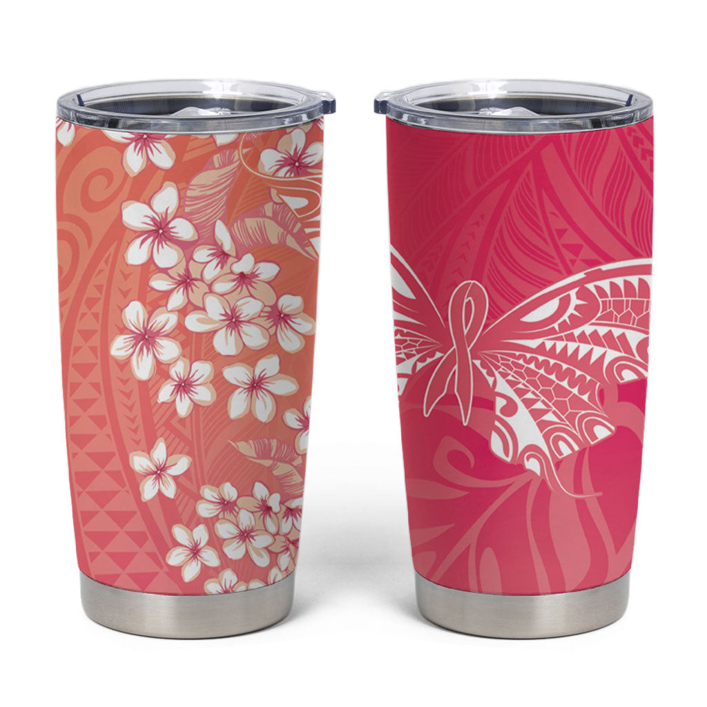 Dreamy Butterfly Polynesian - Breast Cancer Awareness Tumbler Cup Floral Vibes