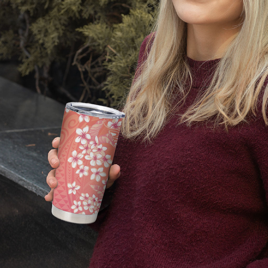 Dreamy Butterfly Polynesian - Breast Cancer Awareness Tumbler Cup Floral Vibes