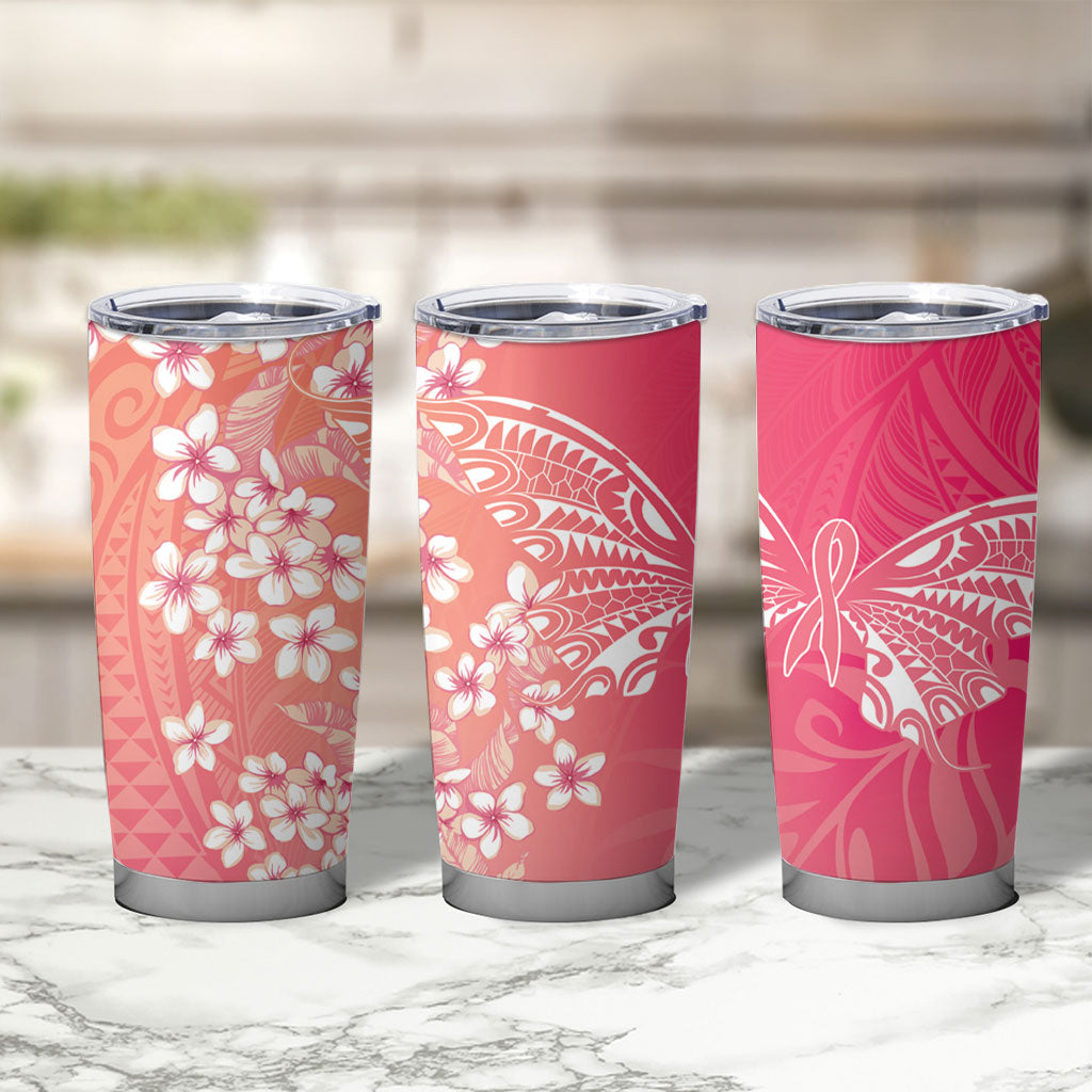 Dreamy Butterfly Polynesian - Breast Cancer Awareness Tumbler Cup Floral Vibes