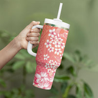 Dreamy Butterfly Polynesian - Breast Cancer Awareness Tumbler With Handle Floral Vibes