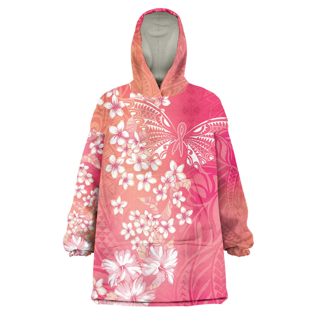 Dreamy Butterfly Polynesian - Breast Cancer Awareness Wearable Blanket Hoodie Floral Vibes