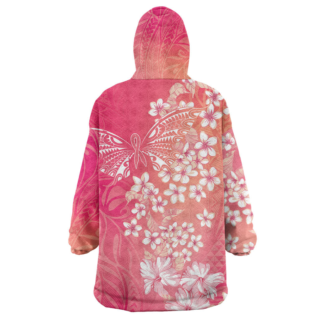 Dreamy Butterfly Polynesian - Breast Cancer Awareness Wearable Blanket Hoodie Floral Vibes