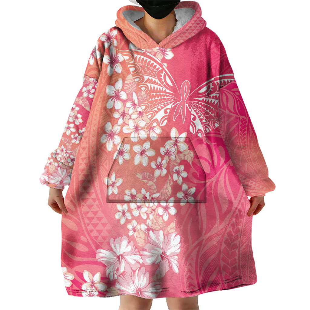 Dreamy Butterfly Polynesian - Breast Cancer Awareness Wearable Blanket Hoodie Floral Vibes