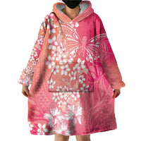 Dreamy Butterfly Polynesian - Breast Cancer Awareness Wearable Blanket Hoodie Floral Vibes