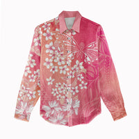 Dreamy Butterfly Polynesian - Breast Cancer Awareness Women Casual Shirt Floral Vibes