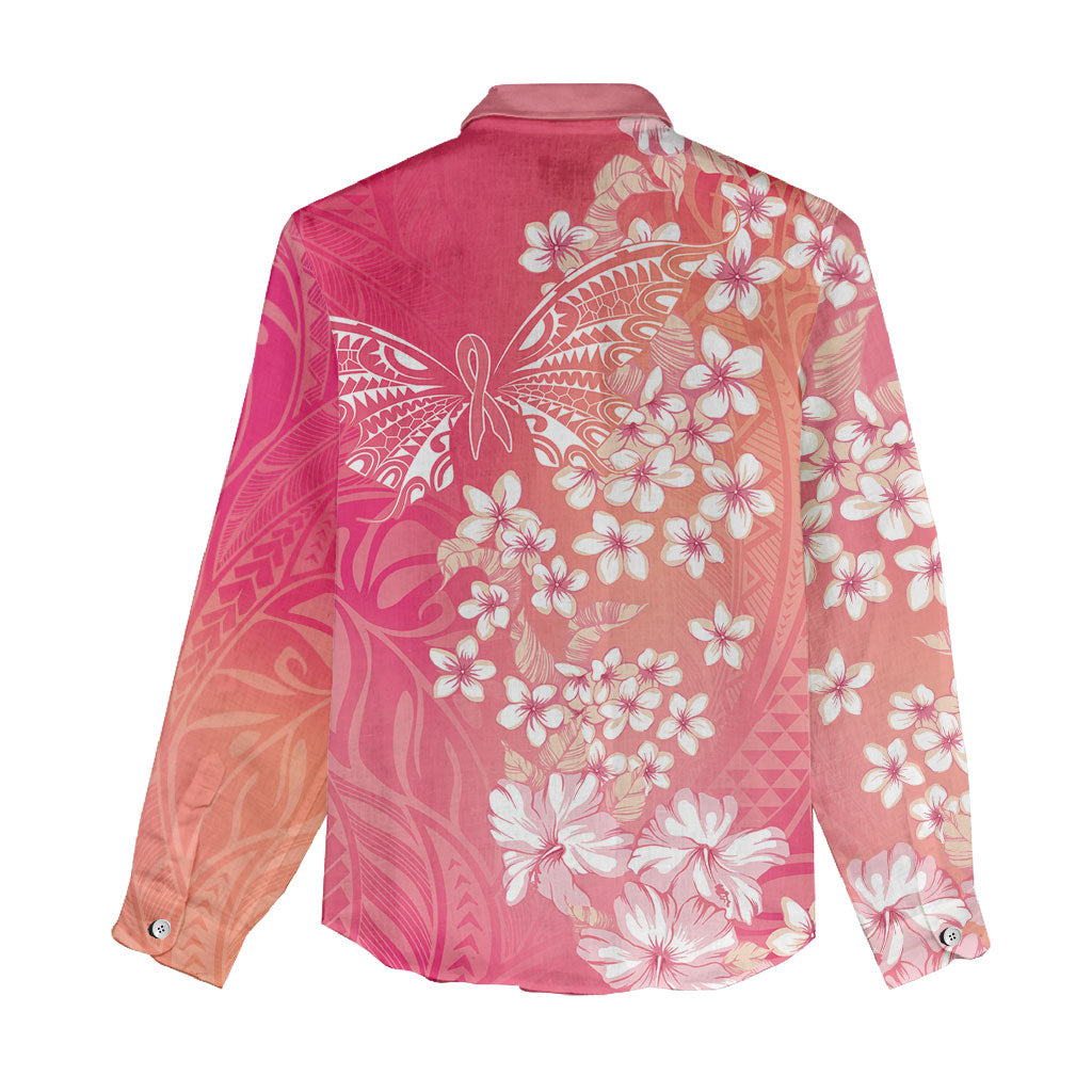 Dreamy Butterfly Polynesian - Breast Cancer Awareness Women Casual Shirt Floral Vibes