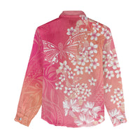 Dreamy Butterfly Polynesian - Breast Cancer Awareness Women Casual Shirt Floral Vibes