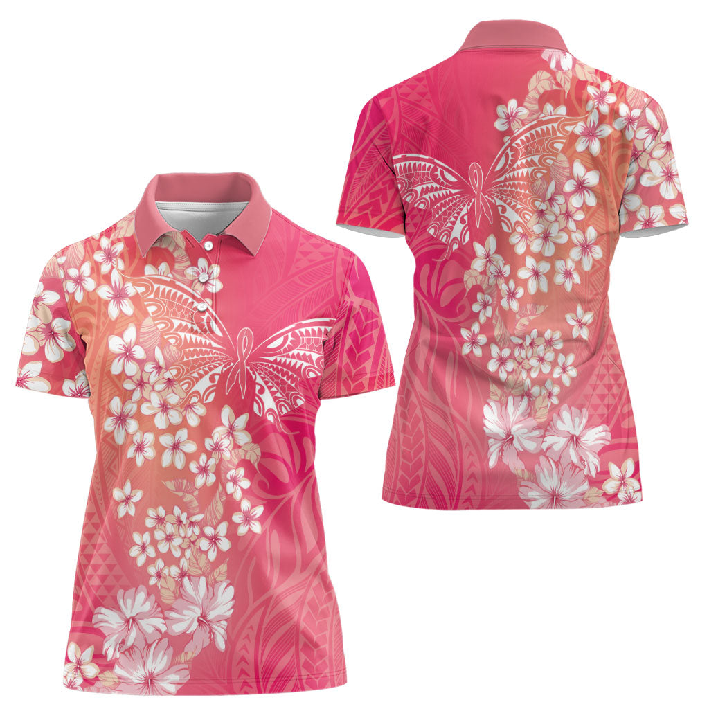 Dreamy Butterfly Polynesian - Breast Cancer Awareness Women Polo Shirt Floral Vibes