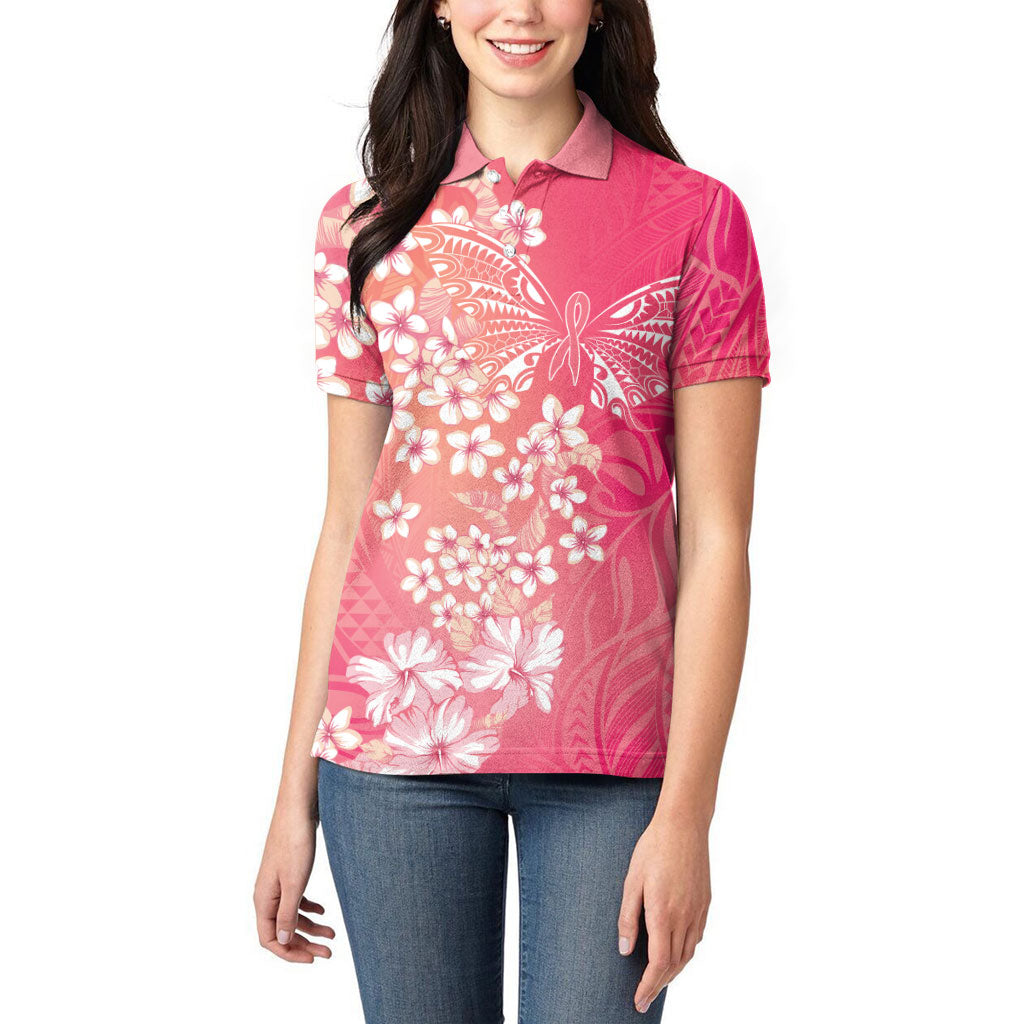 Dreamy Butterfly Polynesian - Breast Cancer Awareness Women Polo Shirt Floral Vibes