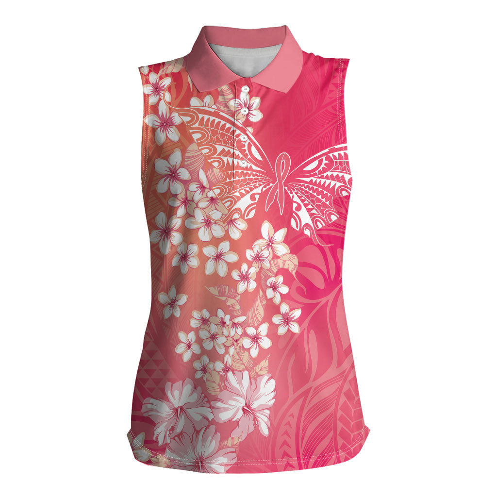 Dreamy Butterfly Polynesian - Breast Cancer Awareness Women Sleeveless Polo Shirt Floral Vibes