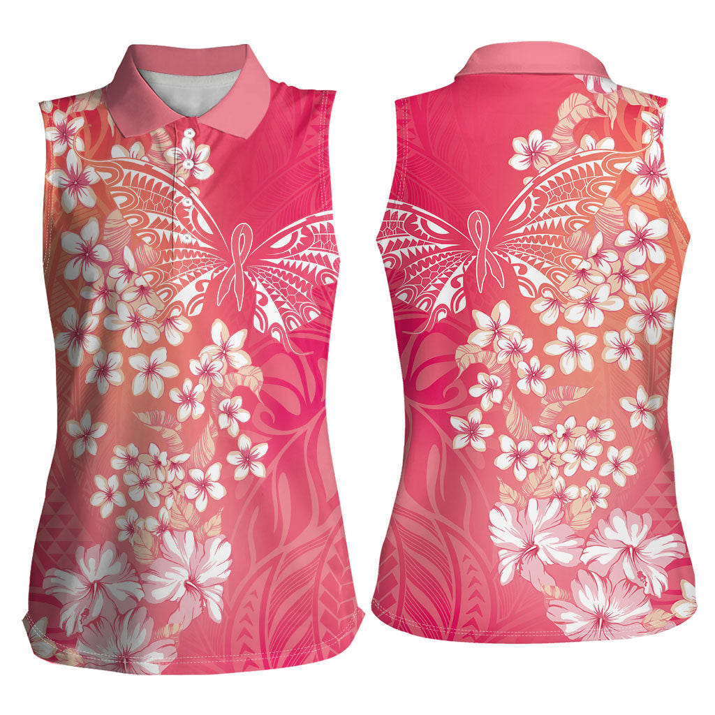 Dreamy Butterfly Polynesian - Breast Cancer Awareness Women Sleeveless Polo Shirt Floral Vibes