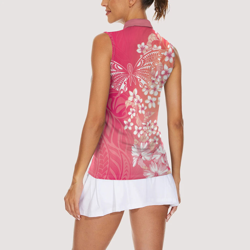 Dreamy Butterfly Polynesian - Breast Cancer Awareness Women Sleeveless Polo Shirt Floral Vibes