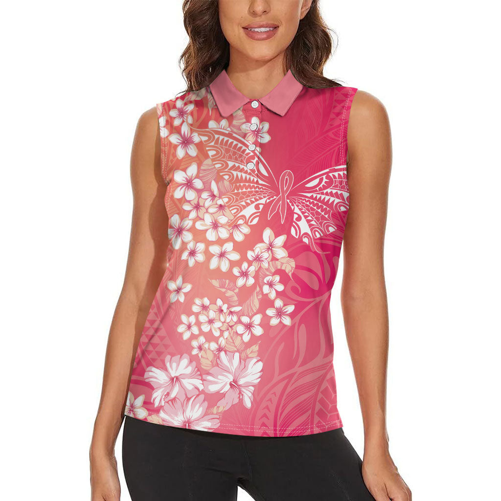 Dreamy Butterfly Polynesian - Breast Cancer Awareness Women Sleeveless Polo Shirt Floral Vibes
