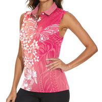 Dreamy Butterfly Polynesian - Breast Cancer Awareness Women Sleeveless Polo Shirt Floral Vibes
