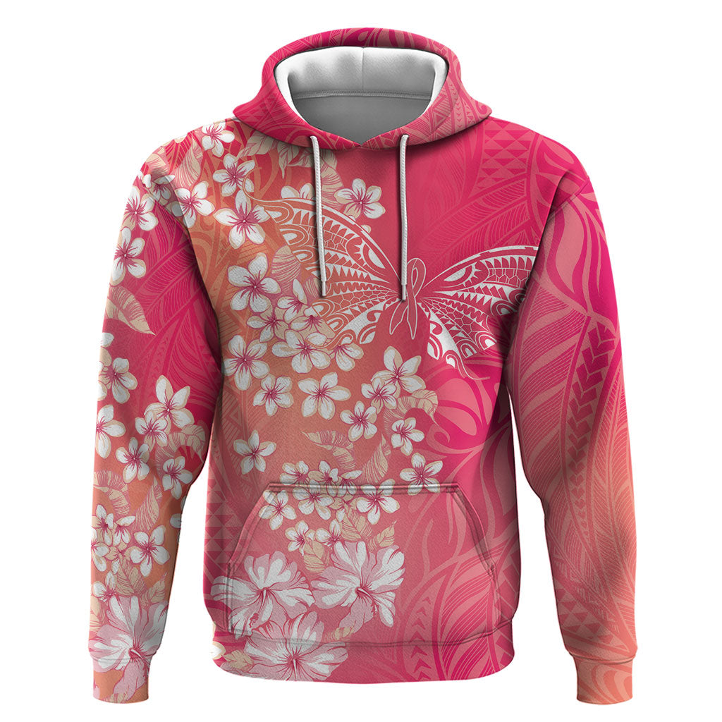 Dreamy Butterfly Polynesian - Breast Cancer Awareness Zip Hoodie Floral Vibes