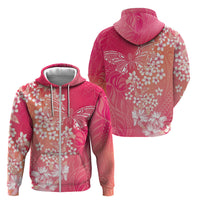 Dreamy Butterfly Polynesian - Breast Cancer Awareness Zip Hoodie Floral Vibes