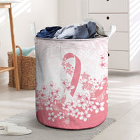 Breast Cancer Awareness Polynesian Laundry Basket Floral Pink Ribbon