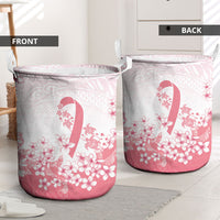 Breast Cancer Awareness Polynesian Laundry Basket Floral Pink Ribbon