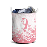 Breast Cancer Awareness Polynesian Laundry Basket Floral Pink Ribbon