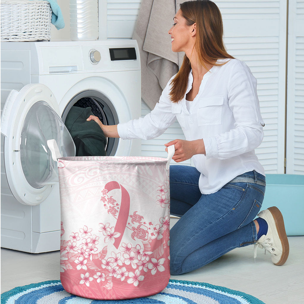 Breast Cancer Awareness Polynesian Laundry Basket Floral Pink Ribbon